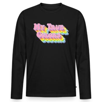 My true colors: rainbow vintage - Männer Premium Bio Langarmshirt - Schwarz - Vorne - Nico (187cm)
