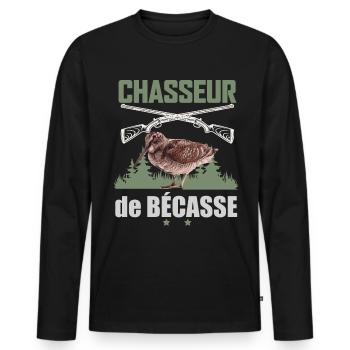 Chasseur de bécasse Homme chasseur - T-shirt manches longues Premium bio Homme - noir - Devant - Nico (187cm)