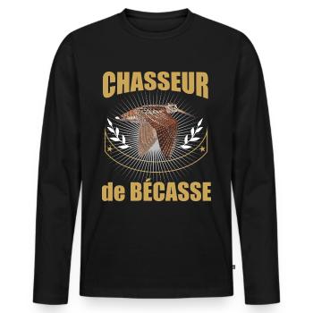 Chasseur de bécasse Citation Pour Homme Chasseur - T-shirt manches longues Premium bio Homme - noir - Devant - Nico (187cm)