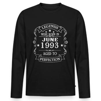 Les légendes sont nées en juin 1993 - T-shirt manches longues Premium bio Homme - noir - Devant - Nico (187cm)