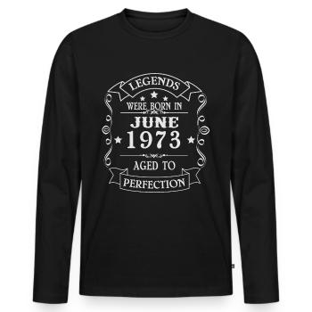 Les légendes sont nées en juin 1973 - T-shirt manches longues Premium bio Homme - noir - Devant - Nico (187cm)