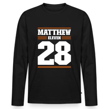 Messages de la Bible Matthieu 11:28 - T-shirt manches longues Premium bio Homme - noir - Devant - Nico (187cm)