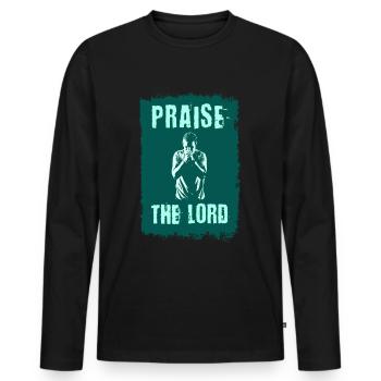 Messages de la Bible Jésus loue le Seigneur - T-shirt manches longues Premium bio Homme - noir - Devant - Nico (187cm)