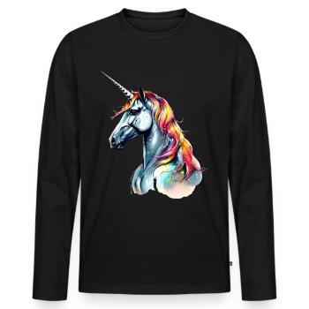 Magisches Einhorn Geschenk Humor Magisches Pferd - Männer Premium Bio Langarmshirt - Schwarz - Vorne - Nico (187cm)