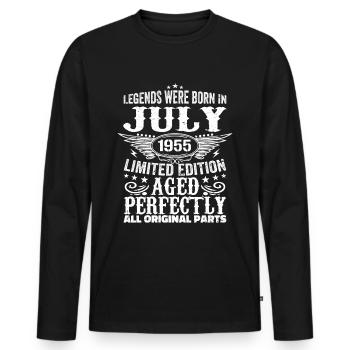 Juillet 1955 | Anniversaire 1955 Né en juillet 1955 - T-shirt manches longues Premium bio Homme - noir - Devant - Nico (187cm)
