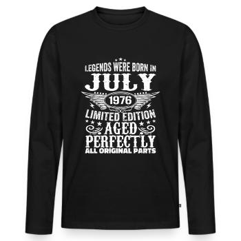 Juillet 1976 | Anniversaire 1976 Né en juillet 1976 - T-shirt manches longues Premium bio Homme - noir - Devant - Nico (187cm)