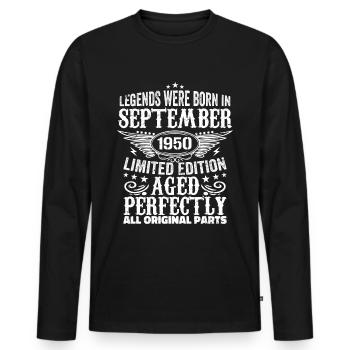 September 1950 Jahrestag September 1950 september - Männer Premium Bio Langarmshirt - Schwarz - Vorne - Nico (187cm)