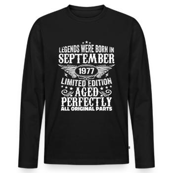 september 1977 Jahrestag september 1977 september - Männer Premium Bio Langarmshirt - Schwarz - Vorne - Nico (187cm)