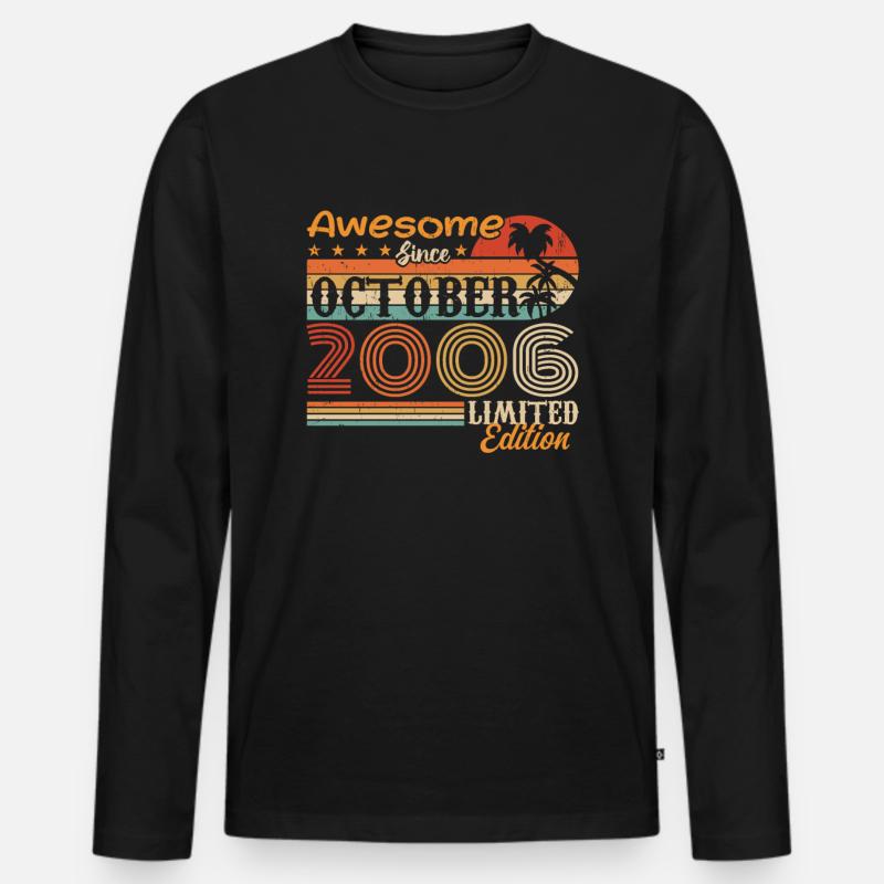 2006 Oktober Vintage - Oktober 2006 - Männer Premium Bio Langarmshirt - Schwarz