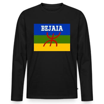 Berber-Flagge Stadt Bejaia - Männer Premium Bio Langarmshirt - Schwarz - Vorne - Nico (187cm)