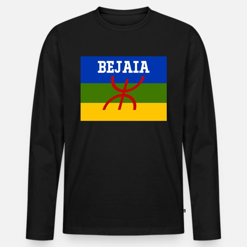 Berber-Flagge Stadt Bejaia - Männer Premium Bio Langarmshirt - Schwarz