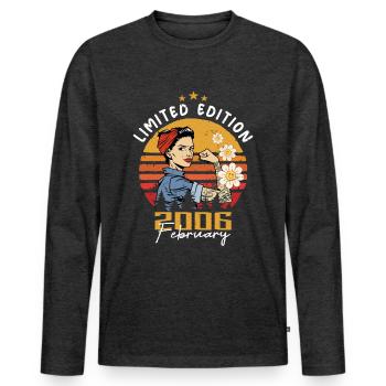 18 ans - Né en février 2006 - T-shirt manches longues Premium bio Homme - anthracite chiné - Devant - Nico (187cm)