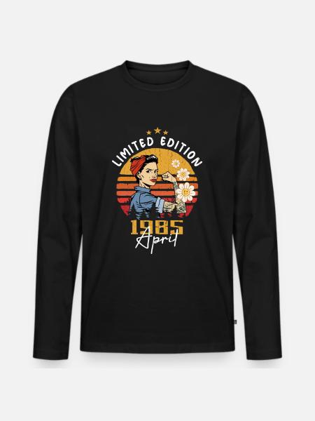 April 1985 Birthday Present April 1985 Vintage - Men's Premium Organic Long Sleeve Shirt - black