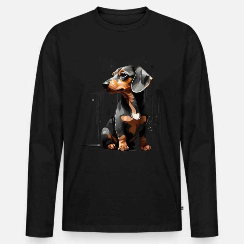 HUND KURZHAARDACKEL DACKEL - Männer Premium Bio Langarmshirt - Schwarz