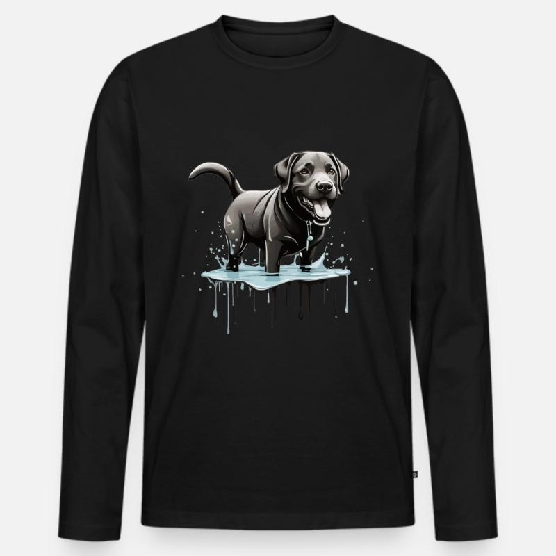 SÜßER SCHWARZER LABRADOR - Männer Premium Bio Langarmshirt - Schwarz