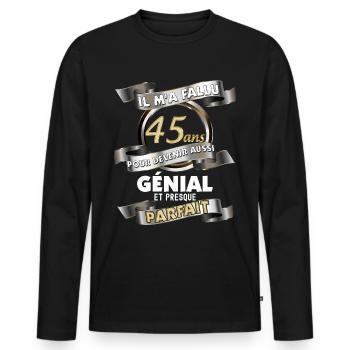 45 Year Old Birthday Awesome And Perfect Man - Men's Premium Organic Long Sleeve Shirt - black - Front - Nico (187cm)