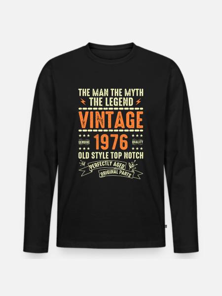1976 Jubilæumsgave Vintage 1976 Årgang 1976 - Premium økologisk langærmet T-shirt til mænd - sort