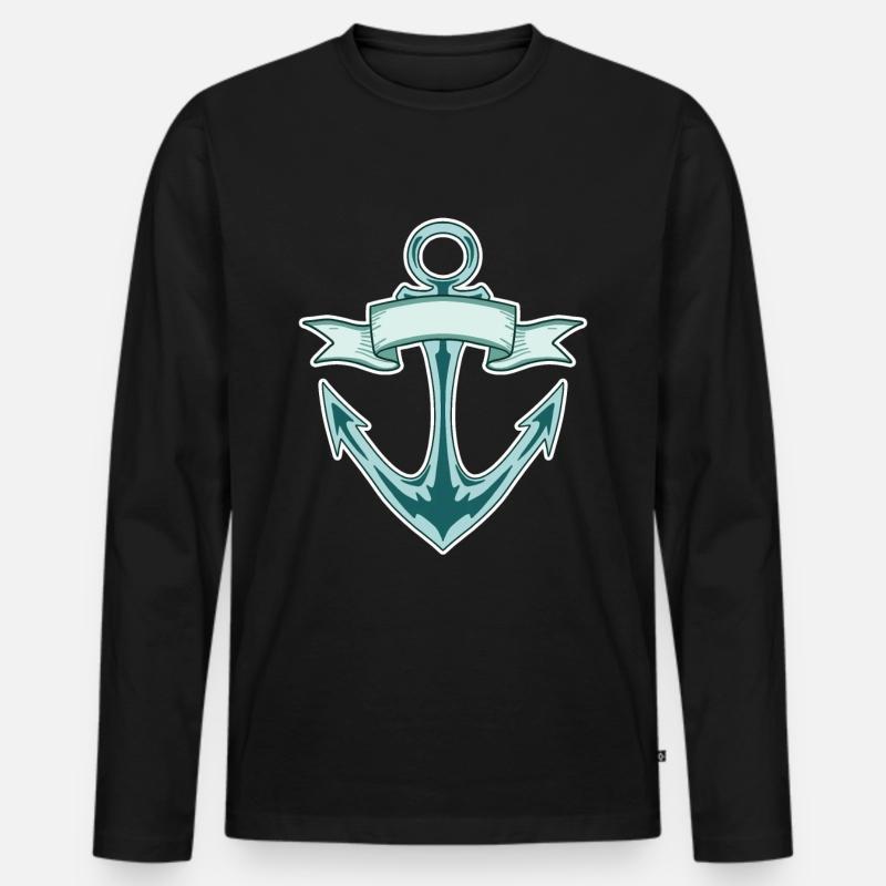 Anker - Männer Premium Bio Langarmshirt - Schwarz