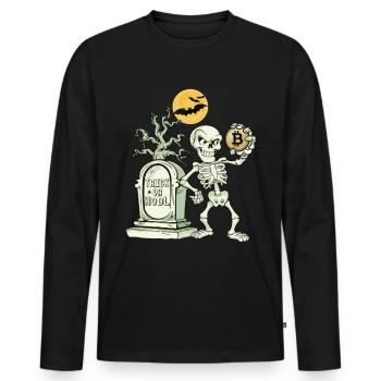 Bitcoin Skelett Halloween - Männer Premium Bio Langarmshirt - Schwarz - Vorne - Nico (187cm)