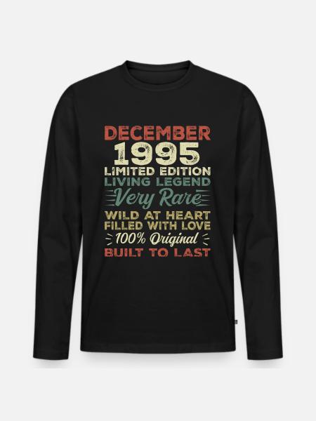 December 1995 - fødselsdag december 1995 år - Premium økologisk langærmet T-shirt til mænd - sort