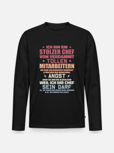 En stolt chef med forbandet gode medarbejdere - Premium økologisk langærmet T-shirt til mænd - sort