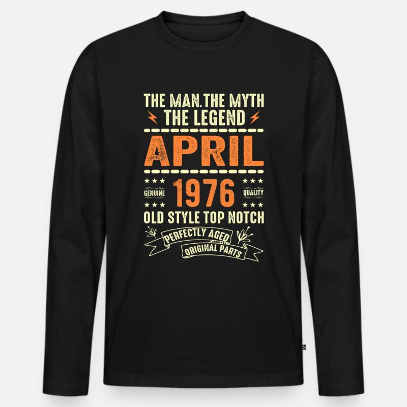 april 1976, APRIL 1976 - Männer Premium Bio Langarmshirt - Schwarz