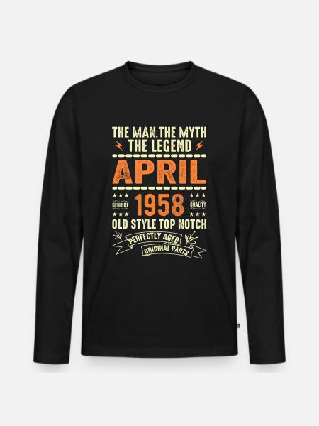 april 1958, APRIL 1958 - Männer Premium Bio Langarmshirt - Schwarz
