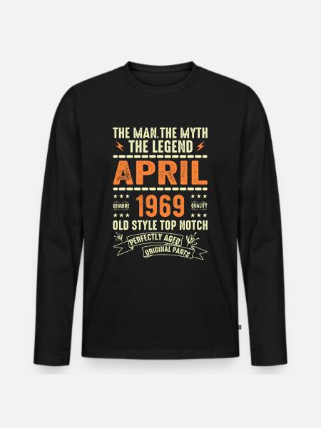 April 1969, APRIL 1969 - Men's Premium Organic Long Sleeve Shirt - black