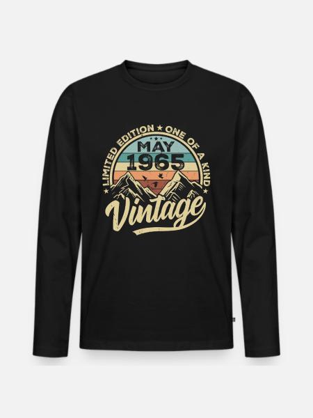 Fødselsdag Årgang maj 1965 original maj 1965 - Premium økologisk langærmet T-shirt til mænd - sort