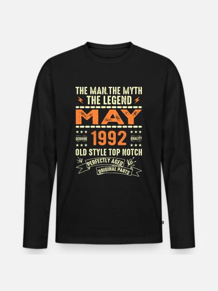 Birthday May 1992 - May 1992 - Men's Premium Organic Long Sleeve Shirt - black