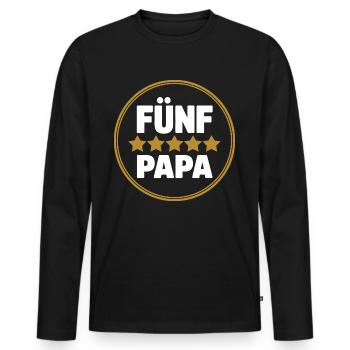 Fünf Sterne Papa - der beste Papa auf der Welt - Männer Premium Bio Langarmshirt - Schwarz - Vorne - Nico (187cm)