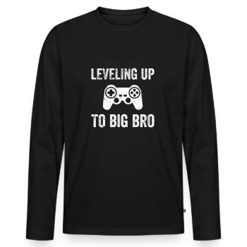 LEVELING UP TO BIG BRO Funny Brother T-Shirt - Men's Premium Organic Long Sleeve Shirt - black - Front - Nico (187cm)