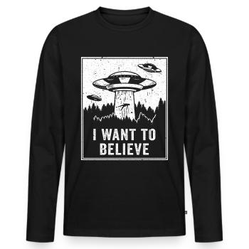 Alien UFO Area 51 Roswell lustiges Geschenk Retro - Männer Premium Bio Langarmshirt - Schwarz - Vorne - Nico (187cm)