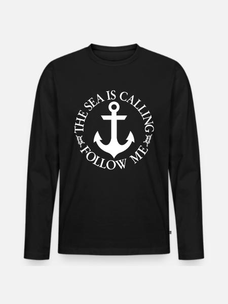 The sea is calling - Men's Premium Organic Long Sleeve Shirt - black