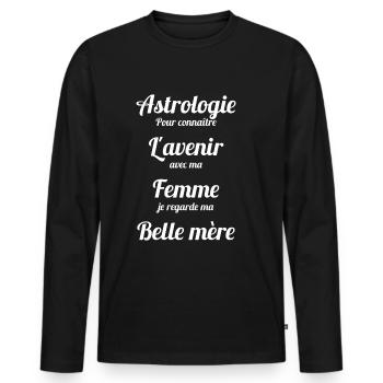 ASTROLOGIE POUR CONNAITRE L'AVENIR AVEC MA FEMME - T-shirt manches longues Premium bio Homme - noir - Devant - Nico (187cm)