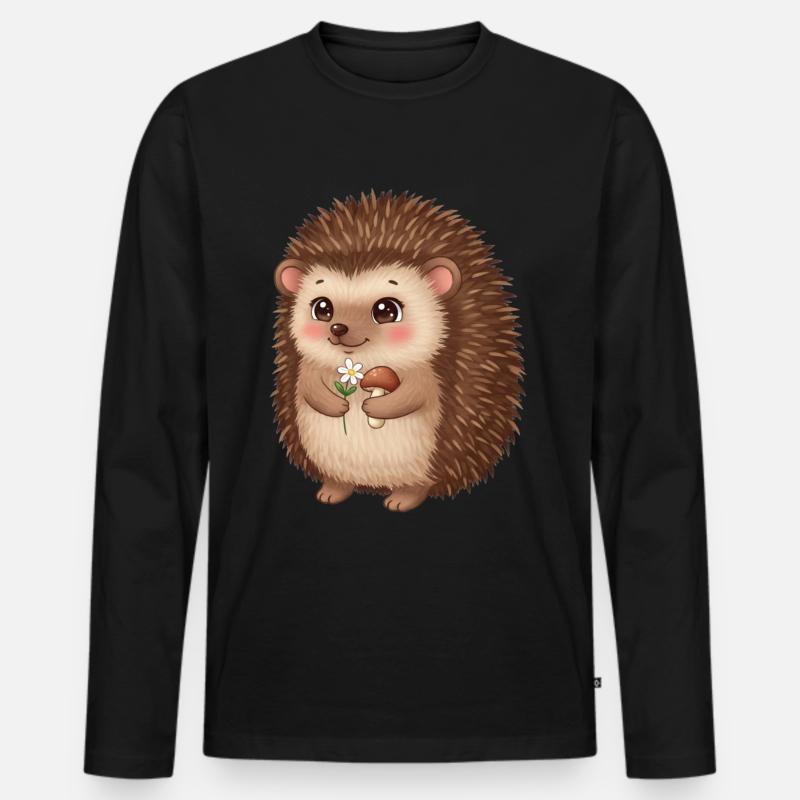 Tier Cartoon Igel - Männer Premium Bio Langarmshirt - Schwarz