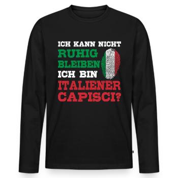 Typisch Italiener Italien Geste Capisci - Männer Premium Bio Langarmshirt - Schwarz - Vorne - Nico (187cm)