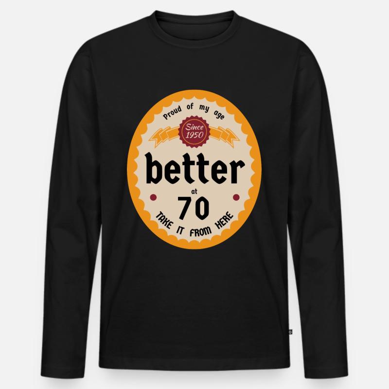 Better at 70 Jubiläum - Männer Premium Bio Langarmshirt - Schwarz