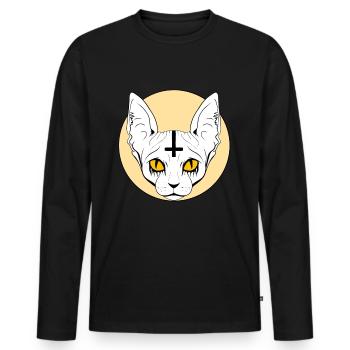 Chat Baphomet Satanique - T-shirt manches longues Premium bio Homme - noir - Devant - Nico (187cm)