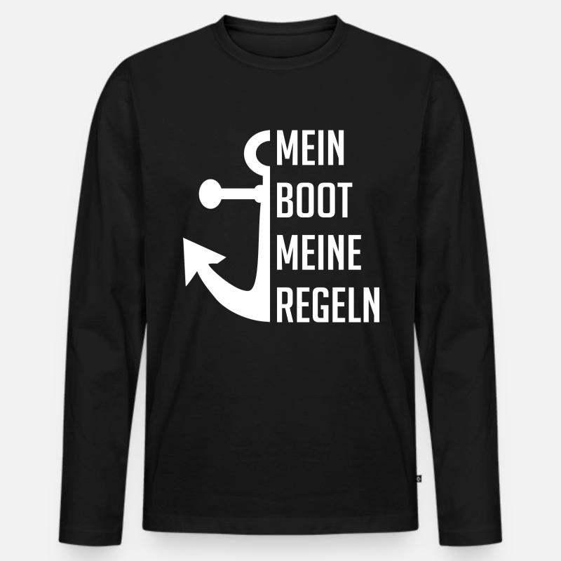 Mein Boot Meine Regeln - Männer Premium Bio Langarmshirt - Schwarz