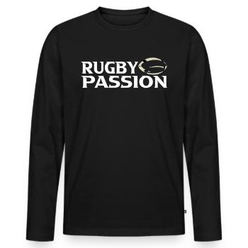 Rugby - Men's Premium Organic Long Sleeve Shirt - black - Front - Nico (187cm)