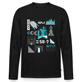 Urban streetwear shirt design for every occasion - Men's Premium Organic Long Sleeve Shirt - black - Front - Nico (187cm)