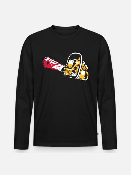 Chainsaw Partnershirt - Papa - Men's Premium Organic Long Sleeve Shirt - black