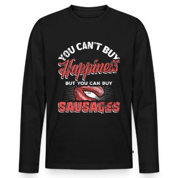 Würstchen Fleischer Wurst - Männer Premium Bio Langarmshirt - Schwarz - Vorne - Nico (187cm)