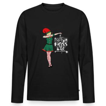 Je suis l’Elfe boss - T-shirt manches longues Premium bio Homme - noir - Devant - Nico (187cm)
