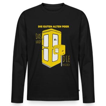 The good old 90s - Men's Premium Organic Long Sleeve Shirt - black - Front - Nico (187cm)