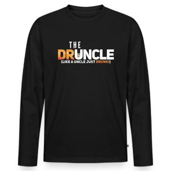 Drunkle - Drunk Uncle Drunk Uncle Gift - Men's Premium Organic Long Sleeve Shirt - black - Front - Nico (187cm)