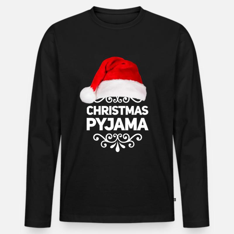 Weihnachts Pyjama - Männer Premium Bio Langarmshirt - Schwarz