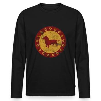Dackel - Männer Premium Bio Langarmshirt - Schwarz - Vorne - Nico (187cm)