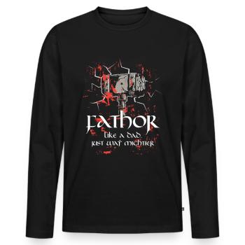 Fathor Père Thor Papa Seul Puissant Fête des Pères Poison - T-shirt manches longues Premium bio Homme - noir - Devant - Nico (187cm)